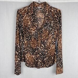 Vintage Y2K Cache Top Brown Leopard Animal Print Maximalist Baddie Going Out